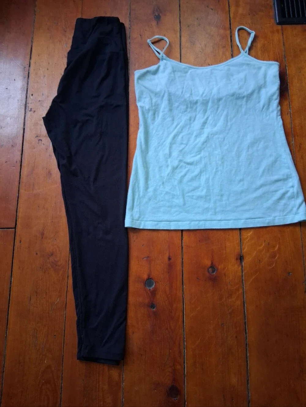 *must Purchase 3 $3 Items* Black Leggings with Light Blue Spaghetti Strap Tank